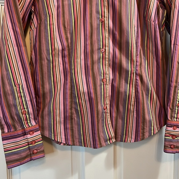 Robert Graham Colorful Stripes Button Down Blouse - Size Medium - Picture 4 of 11